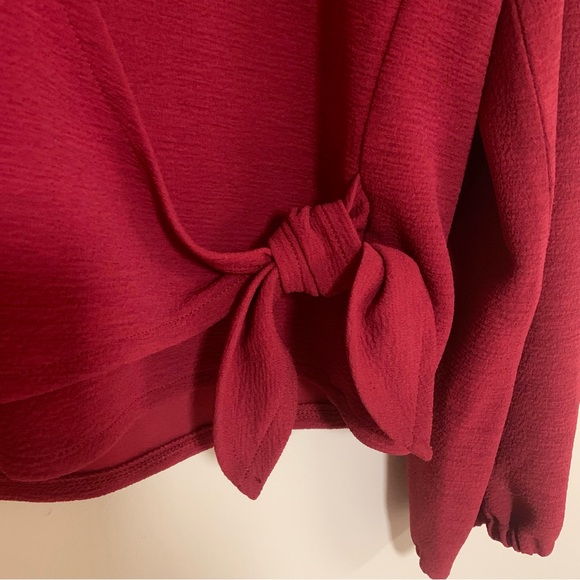 Crepe Wrap Crimson Top - Picture 3 of 5